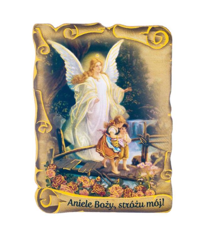 Magnes metalizowany - Aniołek z modlitwą "Aniele Boży, Stróżu mój" 120_063 sklep chrześcijański