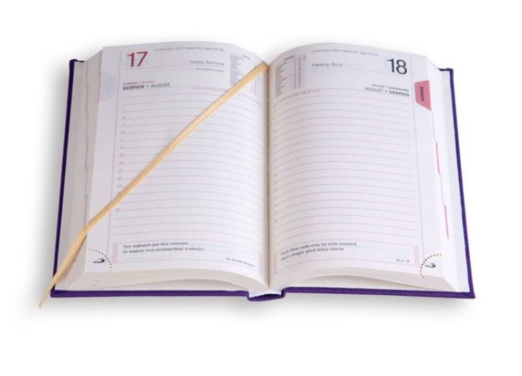 Wnętrze terminarza B6 PRINT SPECIAL 2025 Edycji Świętego Pawła, układ dzienny z miejscem na notatki