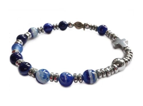 Różaniec z agatów do noszenia na ręce - biżuteria chrześcijańska 8832 [55] sklep chrześcijański