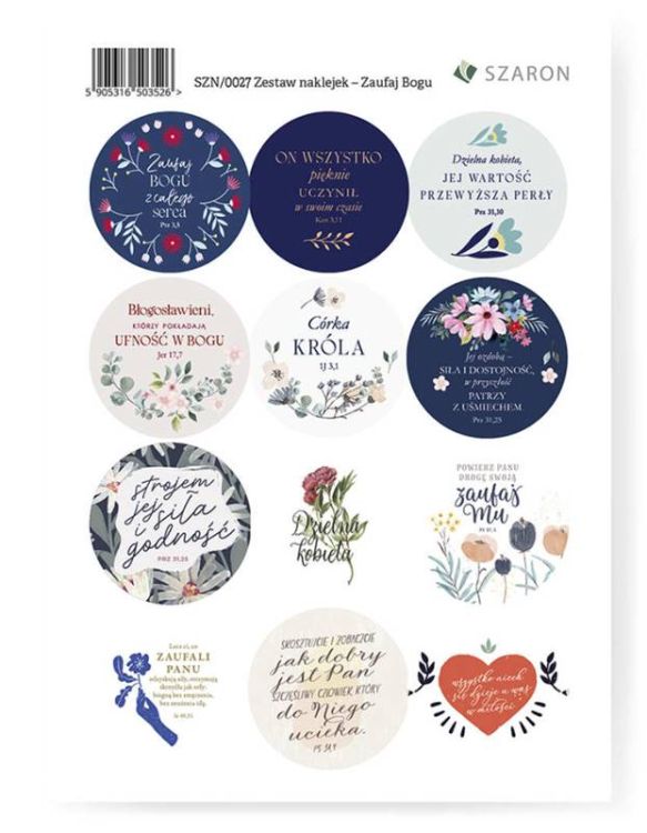 Zestaw Naklejek – Zaufaj Bogu - chrześcijańskie, inspirujące naklejki SZN/0027