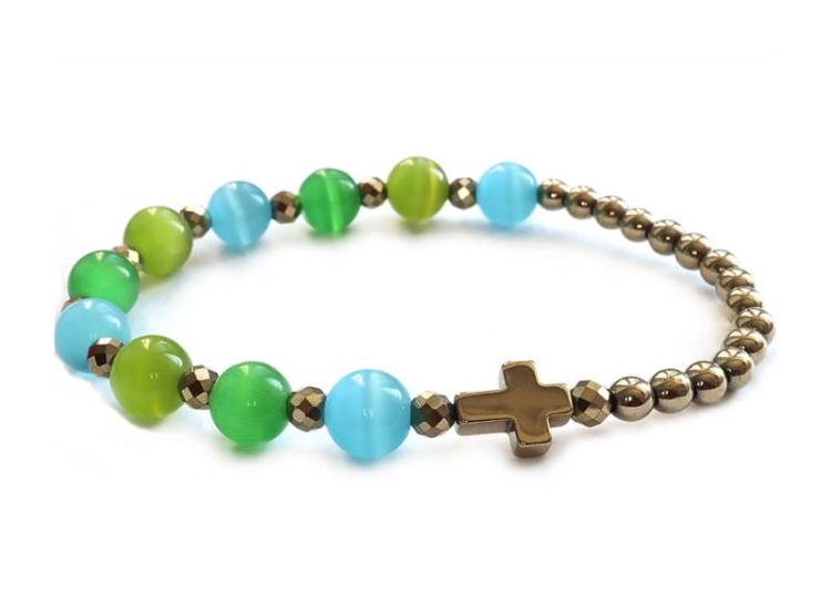 Elegancki unikalny różaniec na rękę z kamieni naturalnych 8852 [p19]