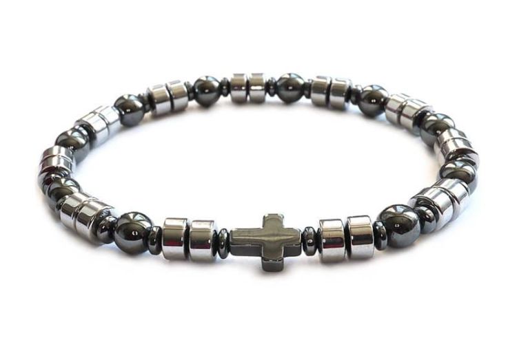 Bransoletka męska różaniec z hematytu – elegancja i siła modlitwy 8656 [p19] sklep chrześcijański