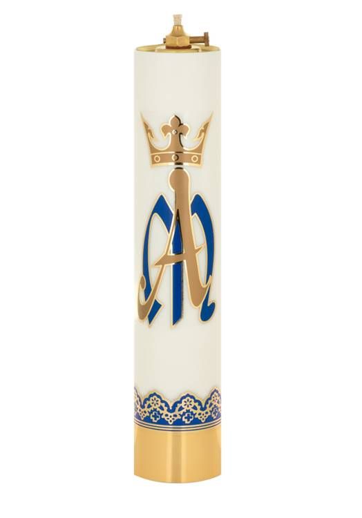 Liturgiczna Świeca Maryjna 31cm na wkład olejowy | sklep liturgiczny