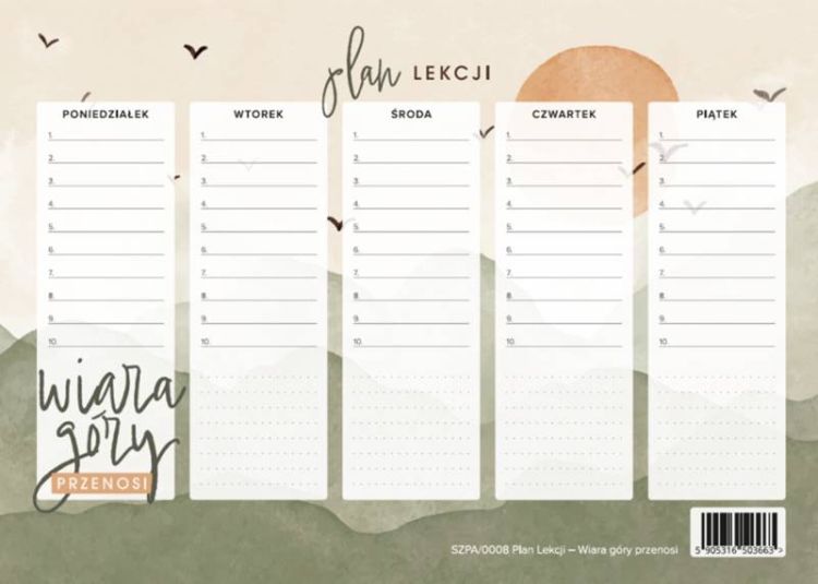 Plan Lekcji "Wiara góry przenosi" sklep chrześcijański