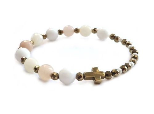 Elegancka bransoletka różaniec z jadeitem i hematytem - ręcznie wykonana biżuteria chrześcijańska 8869 [043] sklep chrześcijański
