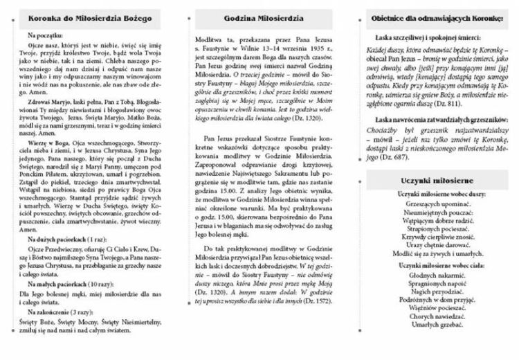 Folder składany Koronka i Modlitwy do Miłosierdzia Bożego (25 szt)