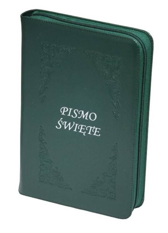 Biblia z rybką w eleganckim etui - Stary i Nowy Testament podręczny format - kolor zielony |Edycja świętego Pawła