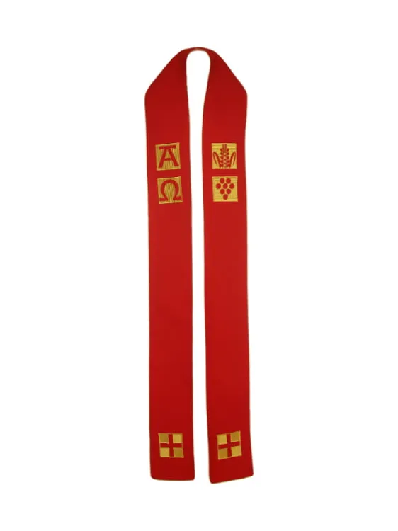 Stuła czerwona haftowana 4-173-2 e-religijne.pl