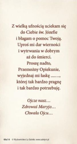 Obrazek z modlitwą do św. Józefa (100 szt.) e-religijne.pl