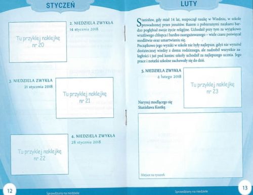 Niedzielna Msza Święta ze św bratem Albertem i św Stanisławem Kostką - sprawdziany na niedziele wydawnictwo RAFAEL księgarnia sklep chrześcijański e-religijne.pl