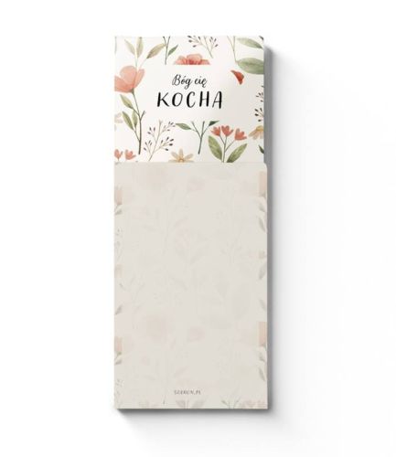 Notes Magnetyczny "Bóg Cię Kocha" z Kwiatami | Notatnik na Lodówkę