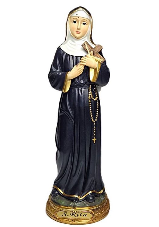 Figura świętej Rity z Cascii - patronka spraw niemożliwych w habicie augustiańskim, do codziennej modlitwy