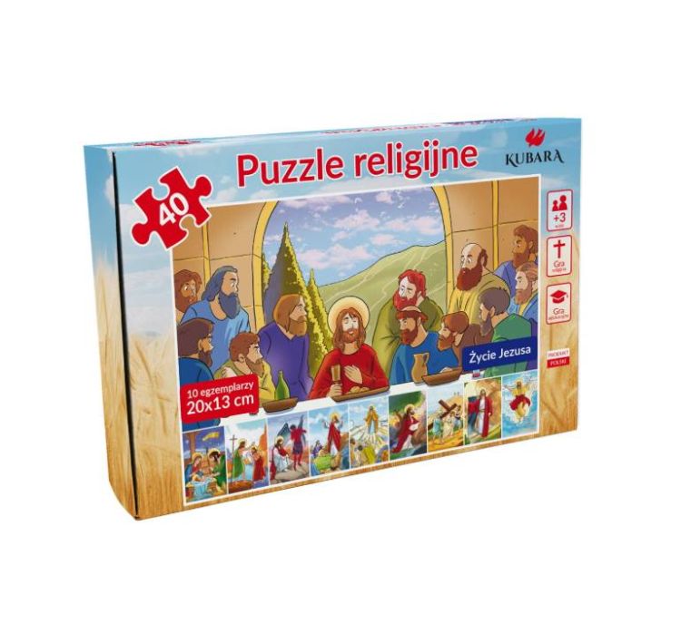 Zestaw 10 puzzli religijnych przedstawiających życie Jezusa - edukacyjna układanka dla dzieci sklep dewocjonalia