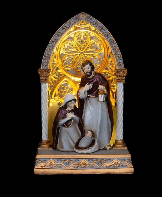 luminowana Szopka Betlejemska w Złotym Łuku - 23cm LED