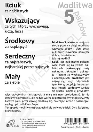 Pocztówka "Modlitwa 5 palców" seria: Papież Franciszek