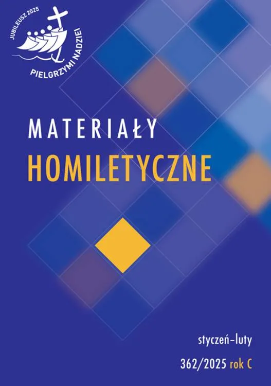 Materiały Homiletyczne 362/2025 na styczeń-luty, okładka w kolorze granatowym z geometrycznym wzorem i logo Jubileuszu 2025, publikacja dla duchowieństwa Wydawnictwo Świętego Stanisława