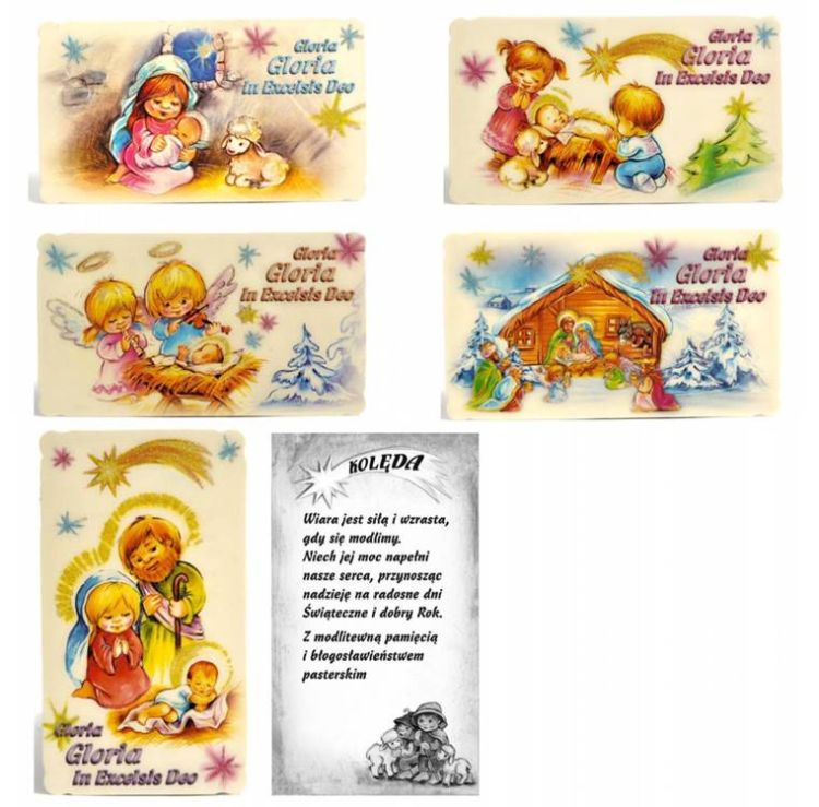 Zestaw 5 wzorów obrazków kolędowych dla dzieci z napisem Gloria in Excelsis Deo | pomoce duszpasterskie sklep