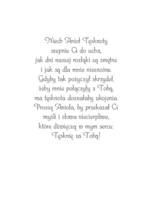 Posyłam Ci Anioła Tęsknoty - karnet upominkowy z kopertą