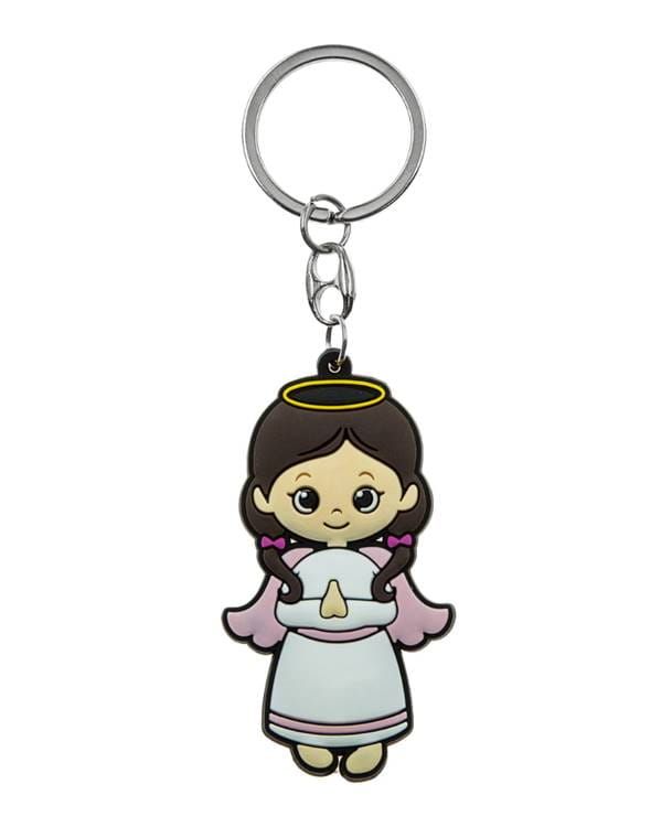 Brelok silikonowy anioł stróż - różowy aniołek dziewczynka | dewocjonalia upominki religijne dla dzieci