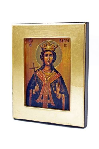 Ikona świętej Barbary - tradycyjna technika na drewnianej desce z kowczegiem | sklep z ikonami