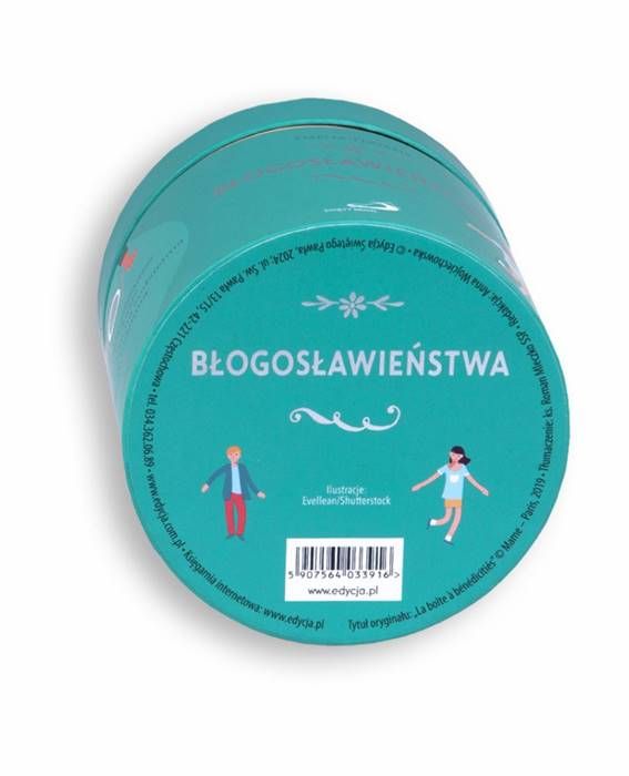 Pudełko „Błogosławieństwa” – zamknięte, widok z góry, estetyczne opakowanie z grafiką dzieci | religijne upominki