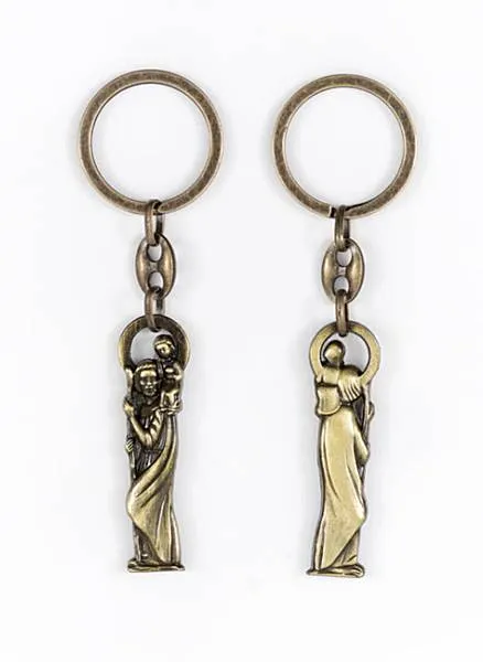 Dwustronny metalowy brelok św. Krzysztof patron kierowców satynowe wykończenie | sklep chrześcijański