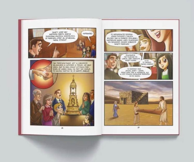Fragment komiksu w książce 'Czyste Serce św. Józefa' – święty Józef i pierścień miłości, autor ks. Donald Calloway, wydawnictwo Esprit