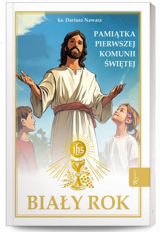 Biały Rok - pamiątka Pierwszej Komunii Świętej z wizerunkiem Chrystusa i dziećmi pierwszokomunijnymi - ks. Dariusz Nawara | Rafael pamiatki komunijne