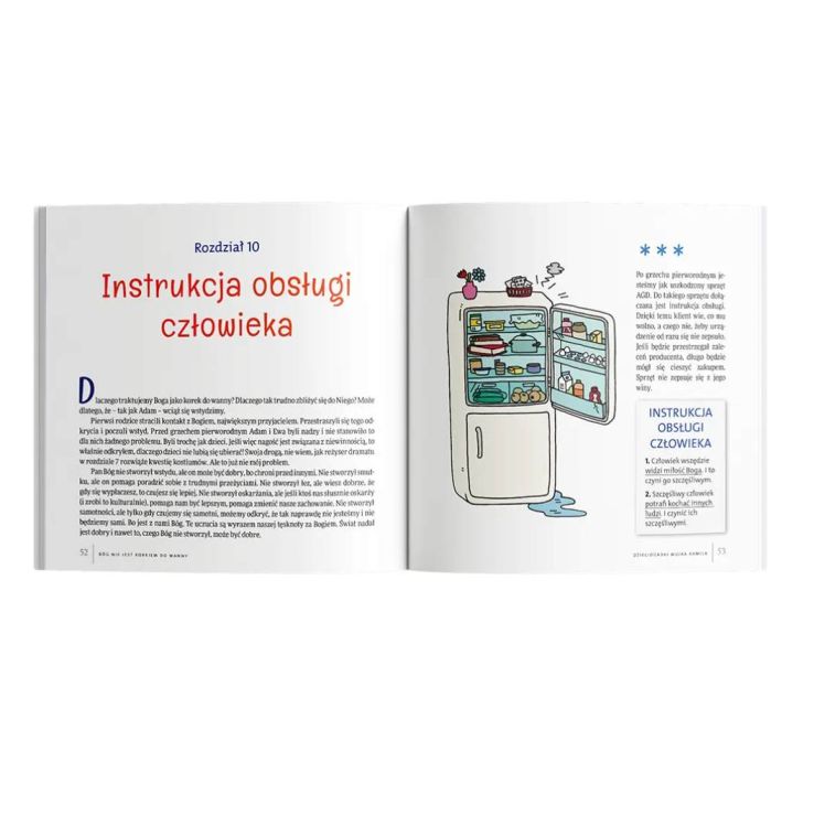 Rozdział "Instrukcja obsługi człowieka" z książki religijnej dla dzieci "Bóg nie jest korkiem do wanny" wydawnictwa Biblioteka Małygość