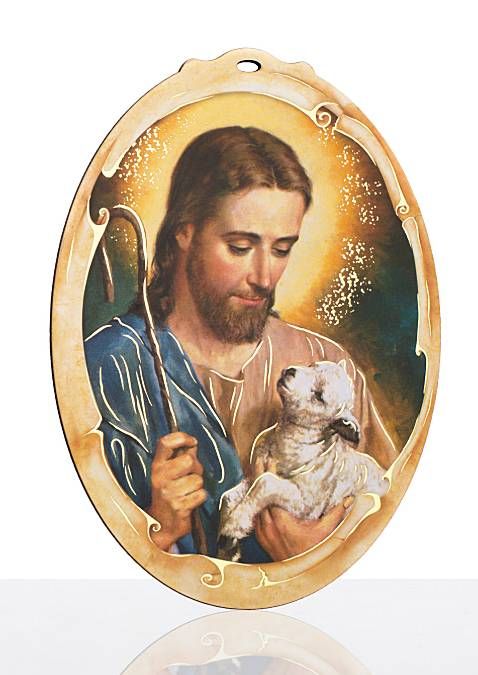 Jobrazek religijny do zawieszenia - Jezus Dobry Pasterz z owieczką