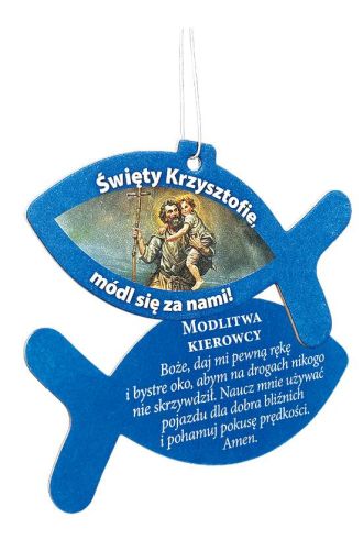 Chrześcijański zapach do samochodu rybka ze św. Krzysztofem, cytrusowy