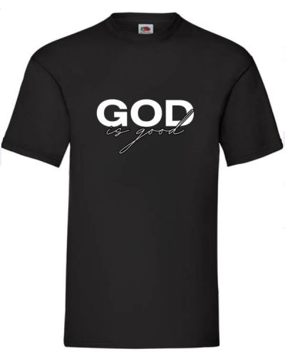 Czarna koszulka God is Good minimalistyczny design