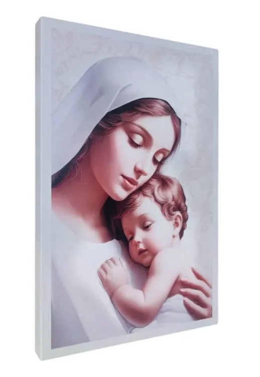 Klasyczny obraz religijny przedstawiający Matkę Bożą z zamkniętymi oczami, która czule przytula śpiące Dzieciątko Jezus | sklep dewocjonalia obrazy religijne