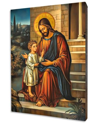 Odkryj ikonę Jezusa z dzieckiem. Idealny prezent na Chrzest lub Komunię. Ręcznie złocona, polska produkcja. Obraz, który uczy zaufania.