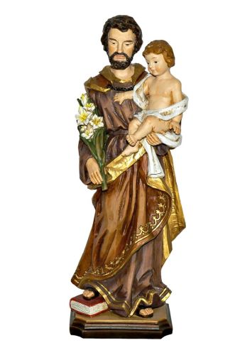 Figura św. Józefa z Dzieciątkiem Jezus, wykonana z trwałej masy żywicznej, wysokość 30 cm - figury religijne producent