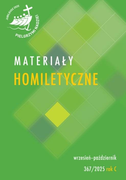 Strona czasopisma "Materiały Homiletyczne 367/2025 rok C wrzesień-październik" z widoczną zieloną okładką, ceną i danymi wydawniczymi.