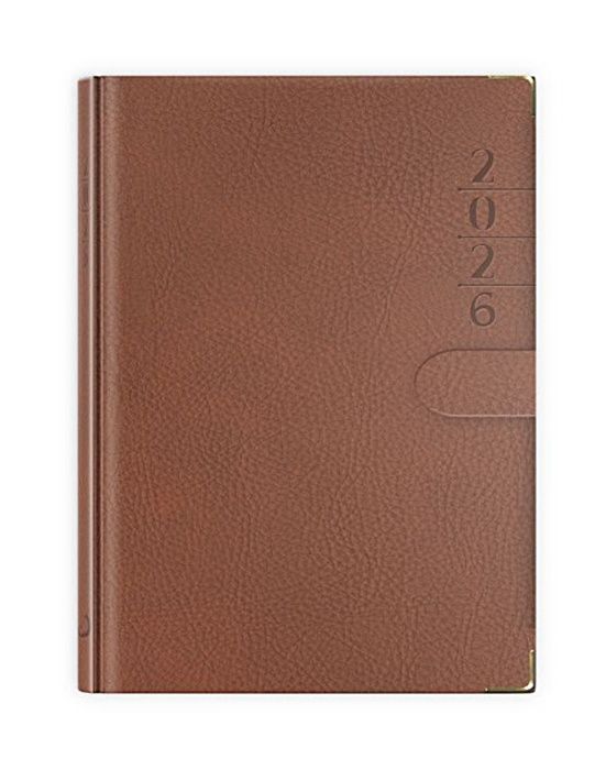 Terminarz B7 LUX 2026 brązowy z zapinką i okuciami