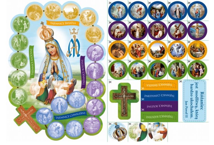 Zestaw kontrolek różańcowych (25 szt.) do motywowania dzieci i dorosłych do modlitwy w październiku – odkrywaj tajemnice Różańca.
