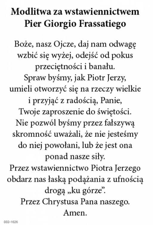 Obrazki z modlitwą św. Pier Giorgio Frassati (100 szt.)