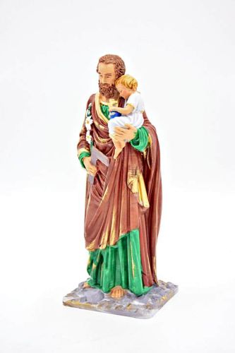 Figura Świętego Józefa trzymającego Dzieciątko Jezus i lilię, wysokość 21 cm.