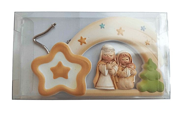 Stojąca figurka Świętej Rodziny 8 cm jako bezpieczna dekoracja dla dzieci - pogodne postacie Maryi, Józefa i Jezusa.
