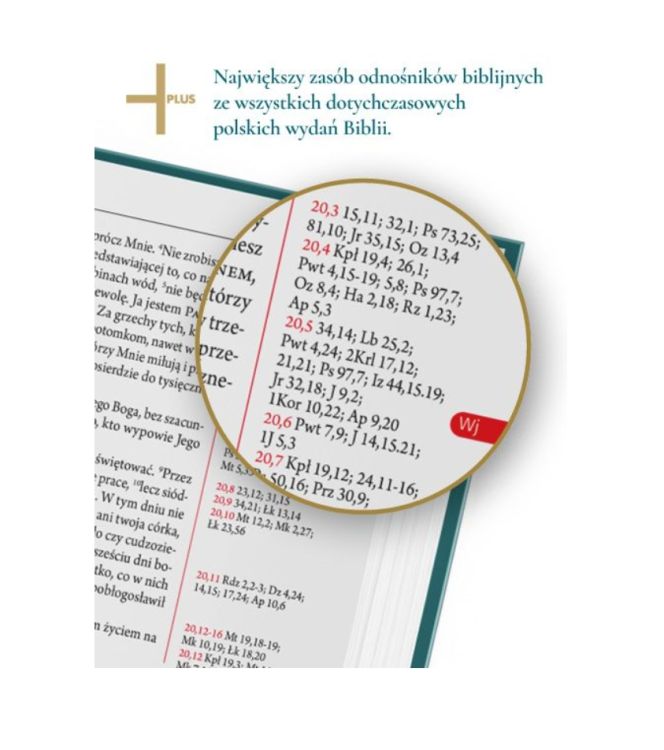 System odnośników do skrutacji w Biblii Plus. Przejrzysty układ tekstu na ponad 3000 stron w twardej oprawie