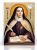 Ikona religijna święta Teresa z Avili w habicie karmelitańskim pisząca księgę Solo Dios Basta natchniona przez Ducha Świętego na złotym tle.