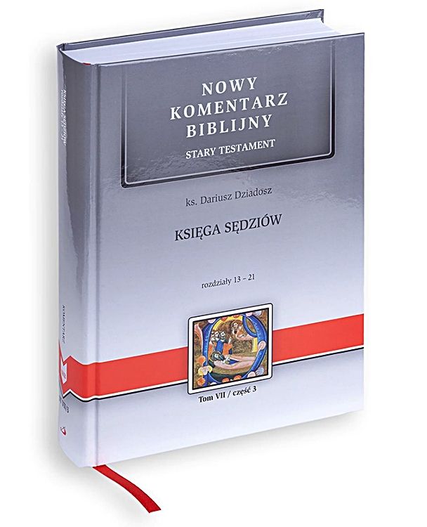 Okładka książki NKB Księga Sędziów tom VII część 3 w szarej oprawie z czerwonym pasem i miniaturą biblijną | Edycja Świętego Pawła