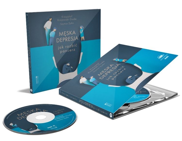 Okładka audiobooka Męska depresja CD MP3, widoczna sylwetka mężczyzny i tytuł.