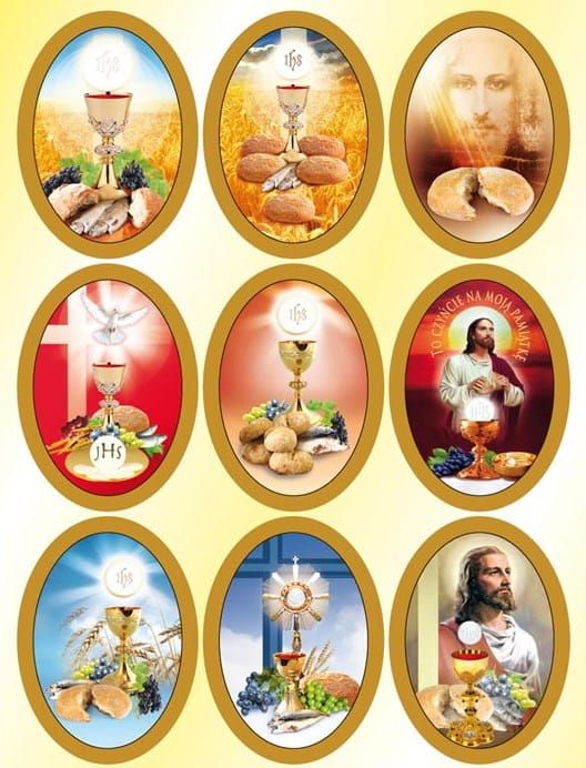 NAKLEJKI RELIGIJNE _ SKLEP - Pamiątki, upominki dla dzieci - Naklejki religijne I Komunia, motyw Eucharystyczny KSIĘGARNIA RELIGIJNA