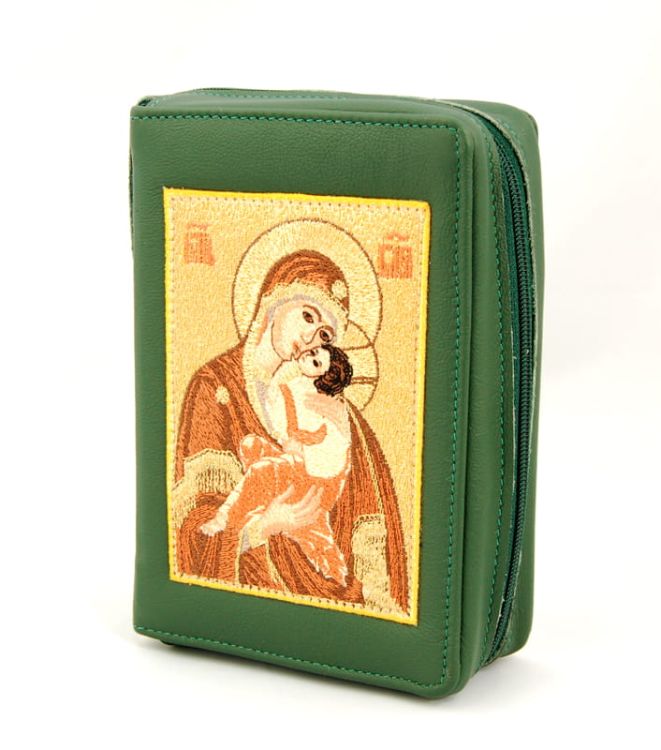 Okładka na Pismo św. z ikoną haftowaną ze skóry - (E) - format podstawowy e-religijne.pl