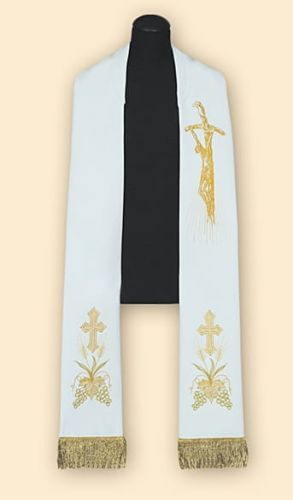 Stuła biała prymicyjna AS129 e-religijne.pl
