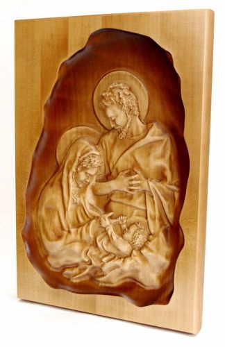 Płaskorzeźba drewniana Święta Rodzina - 00B e-religijne.pl