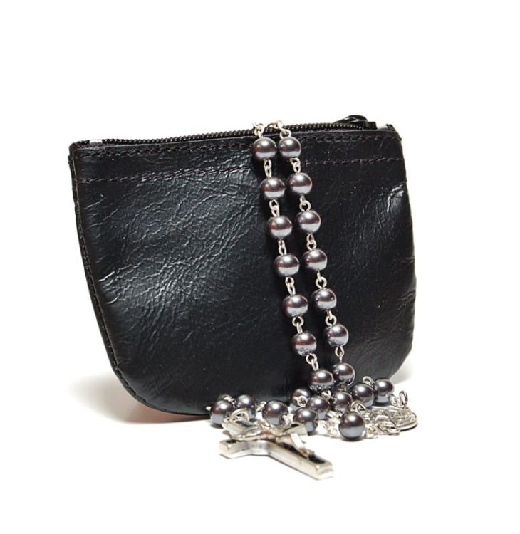 Etui na różaniec na zamek trapez czarny e-religijne.pl